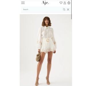 SOLD Aje White Linen Blend Summer Shorts UK6